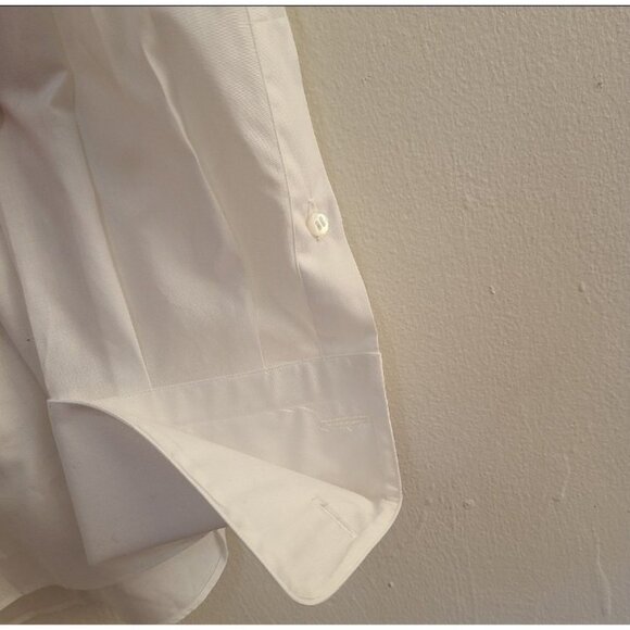 Brioni Men's White Pleated Tuxedo Shirt Made Italy Size L 16 French cuffs white - Picture 11 of 12
